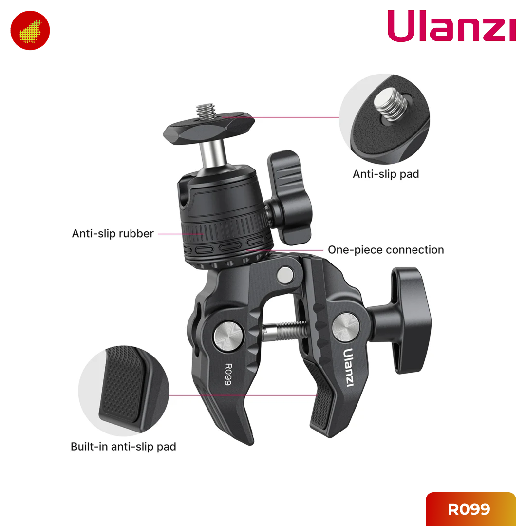 Ulanzi R099 Clamp Mount with Mini Ball Head
