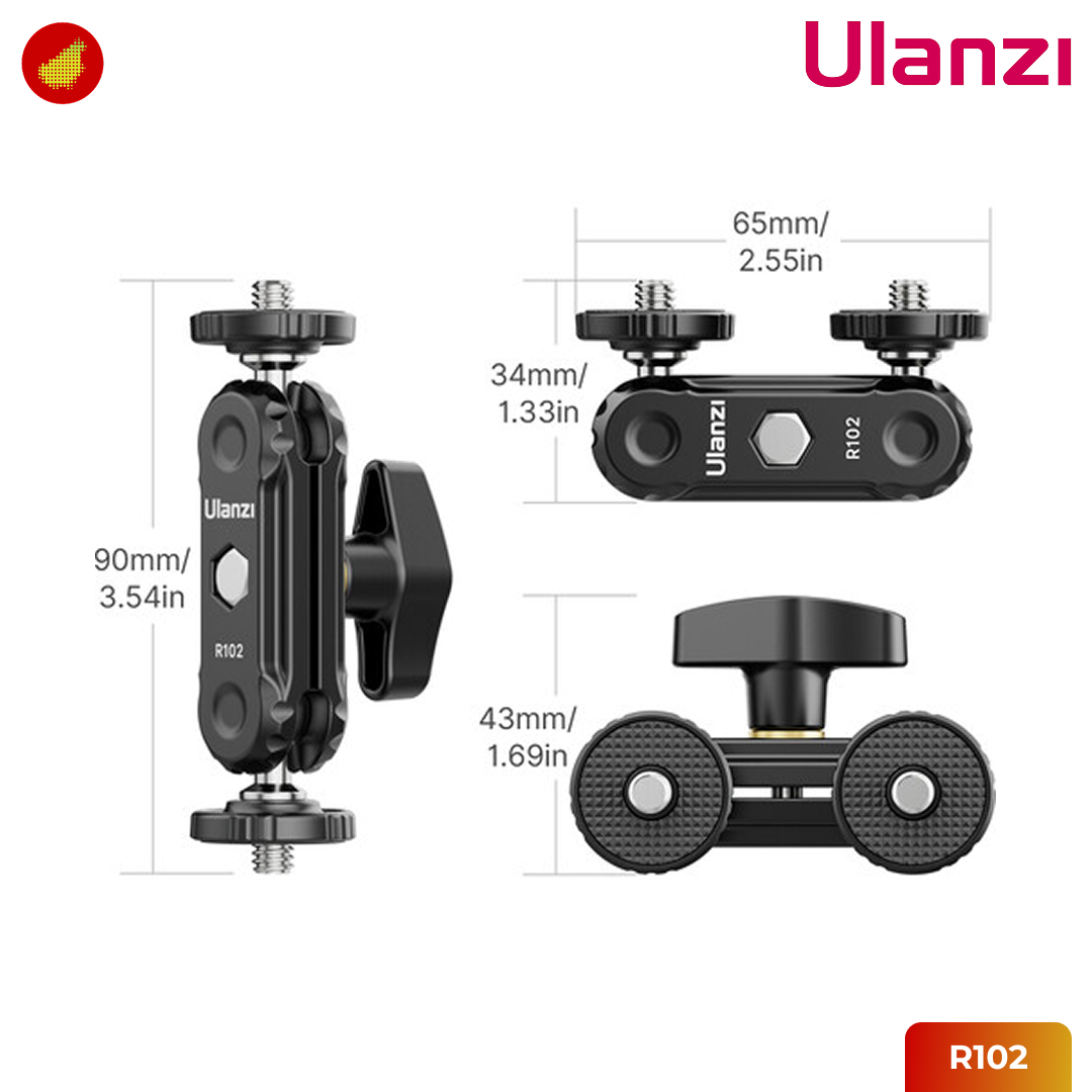Ulanzi R102 Double Ball Head Magic Arm with 1/4
