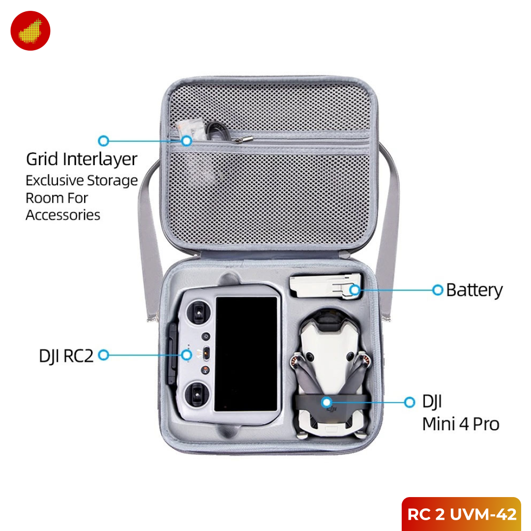 Hard Shell Storage Bag for DJI Mini 4 Pro - RC 2 UVM-42 | RC-N2 UVN-42