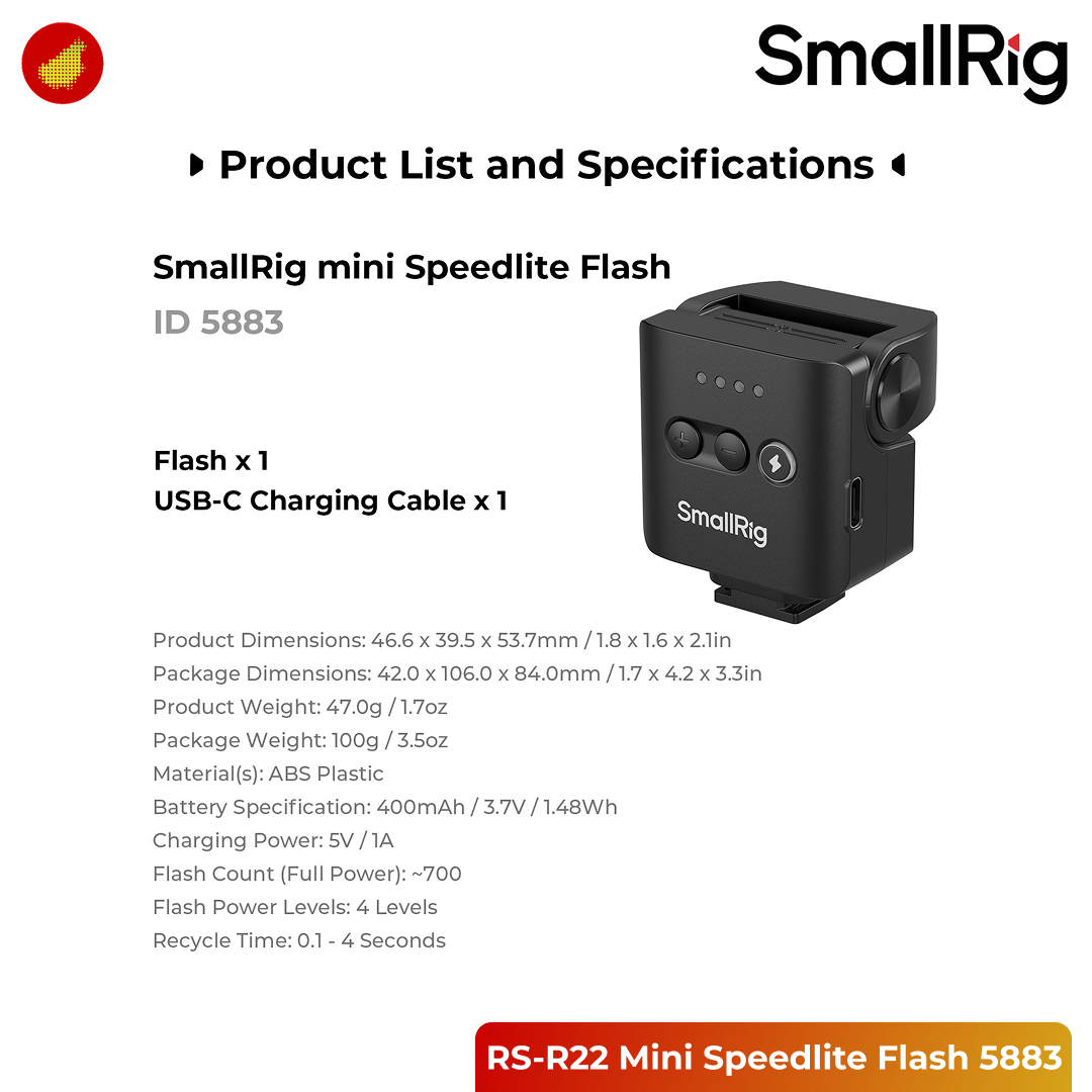 SmallRig RS-R22 Mini Speedlite Flash - 5883
