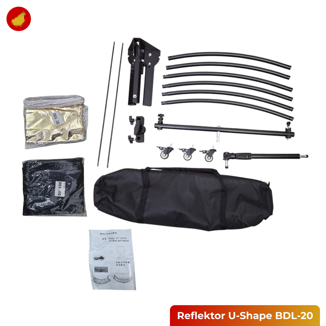 Reflektor U-Shape Fotografi Studio 4-in-1 Stand 100x50cm / 180x60cm - BDL-20
