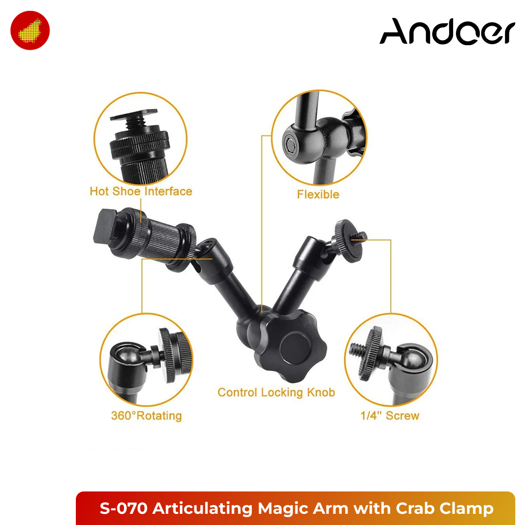 Andoer S-070 Articulating Magic Arm with Crab Clamp