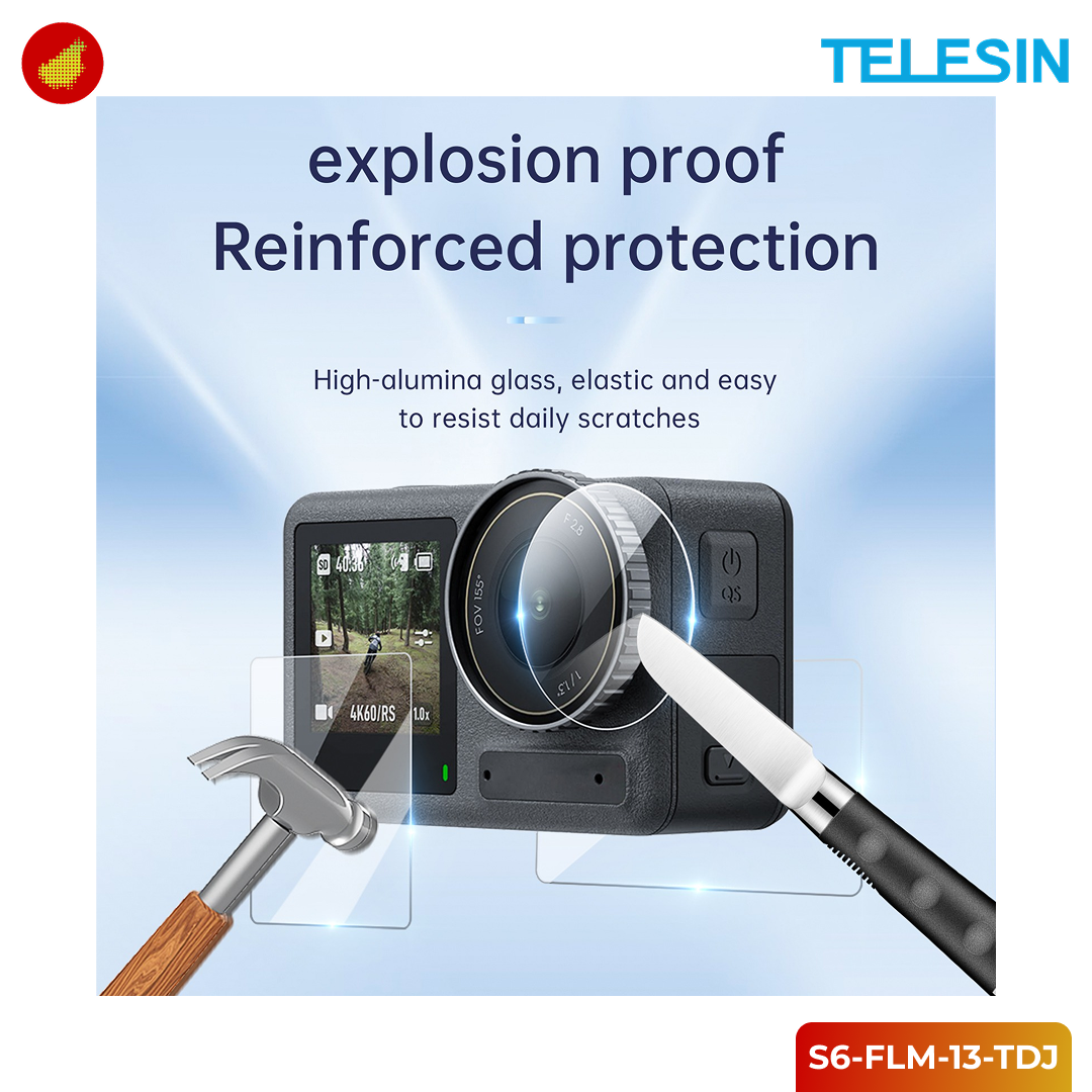 TELESIN Tempered Glass Protective Film 2.5D for DJI Osmo Action 5 Pro - S6-FLM-13-TDJ
