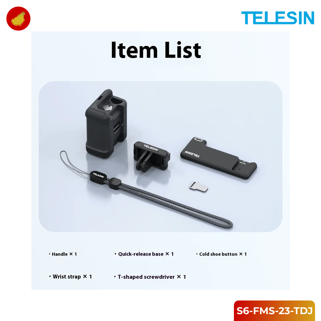 TELESIN Handle Grip Frame Case for DJI Action 3 / 4 / 5 Pro Camera Protector - S6-FMS-23-TDJ