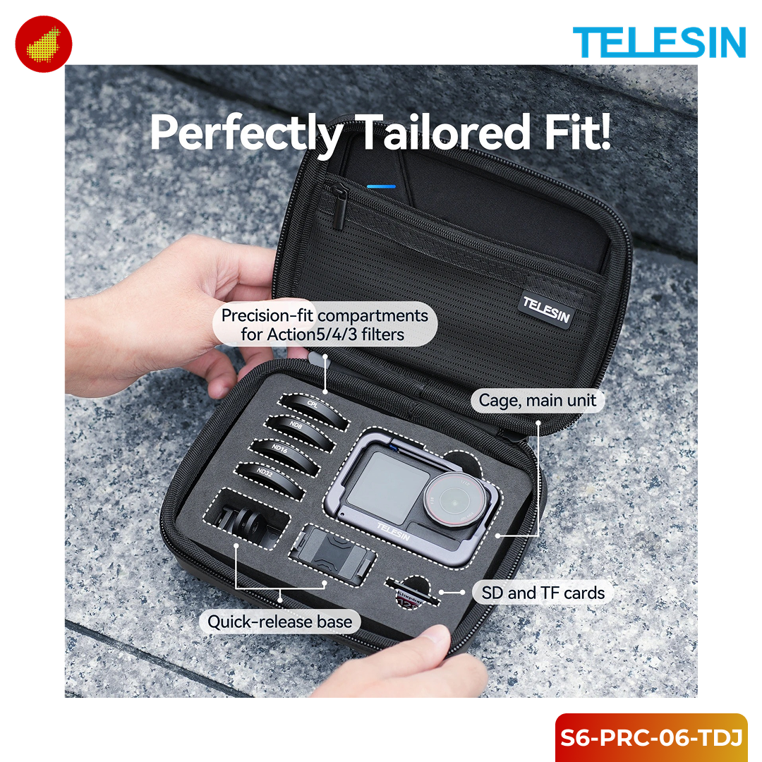 TELESIN Action Cam Hard Case for DJI Osmo Action 3/4/5 Pro Waterproof - S6-PRC-06-TDJ