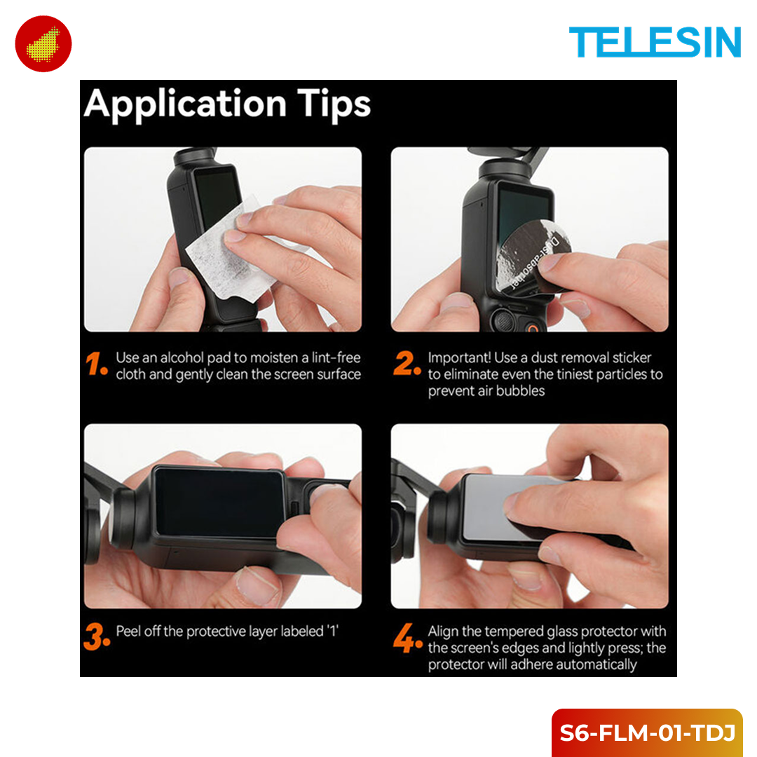 TELESIN Tempered Glass Protective Film Kit for DJI Osmo Pocket 3 / 4 - S6-FLM-01-TDJ