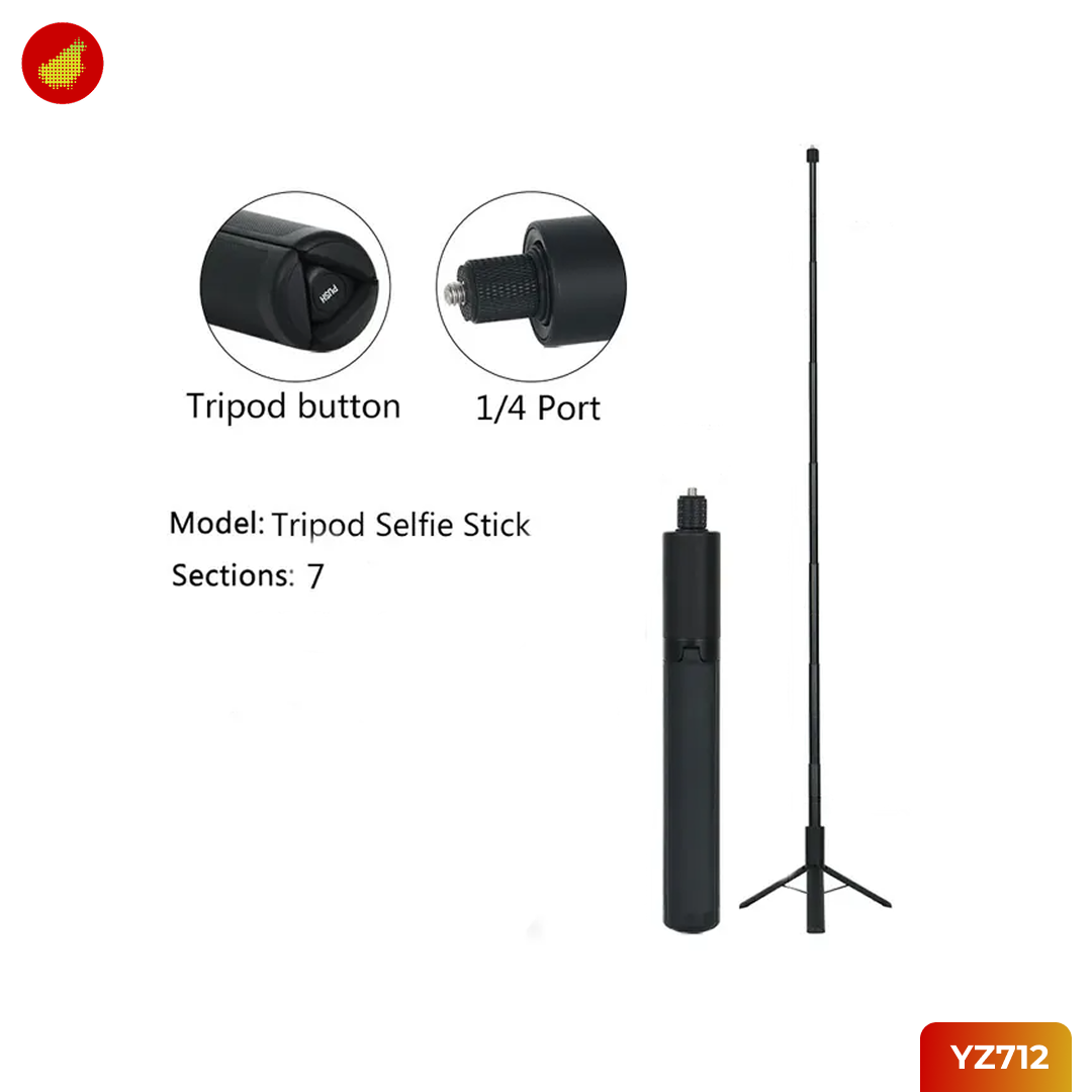 SZKOSTON YZ712 Tripod Tongsis Ultra Long Invisible Bullet Time for Insta360 | DJI | Gopro 1.2M