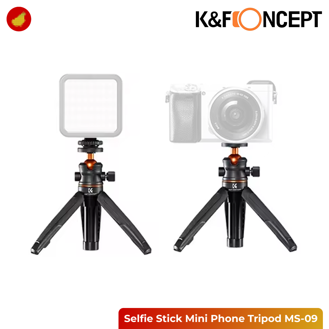 K&F Concept MS-09 Selfie Stick Mini Phone Tripod with Bluetooth Remote for Smartphone - 128V3