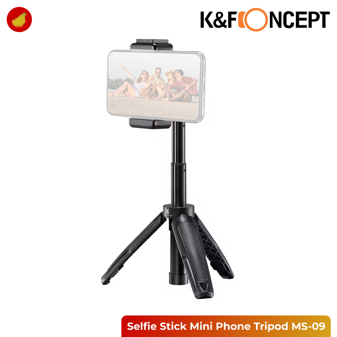 K&F Concept MS-09 Selfie Stick Mini Phone Tripod with Bluetooth Remote for Smartphone - 128V3