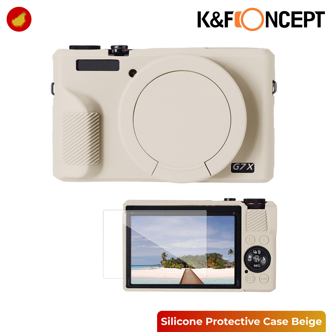 K&F Concept Canon G7X III Silicone Protective Case with Screen Protector Set - Black 228 | Pink 229 | Beige 230 | Purple 231
