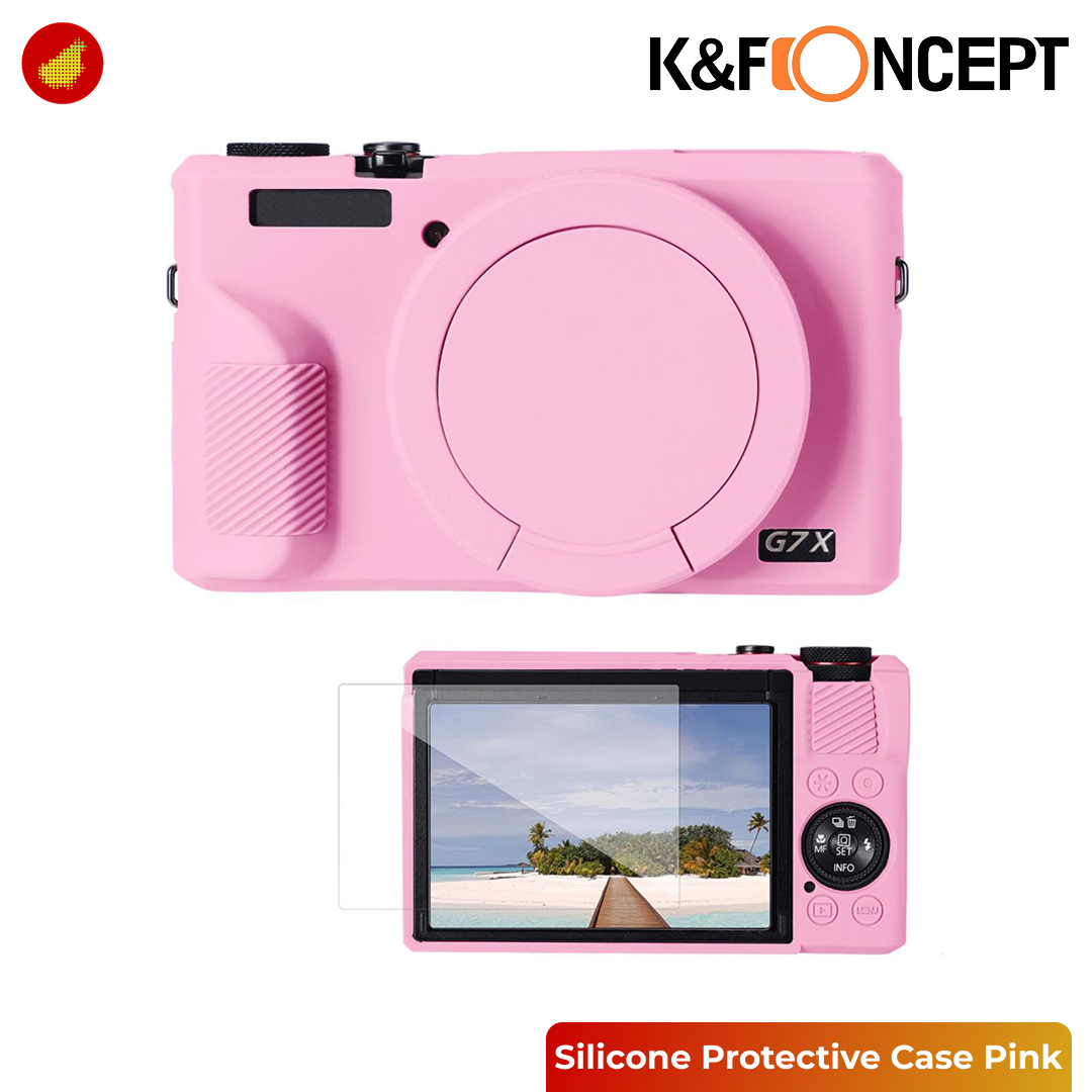 K&F Concept Canon G7X III Silicone Protective Case with Screen Protector Set - Black 228 | Pink 229 | Beige 230 | Purple 231