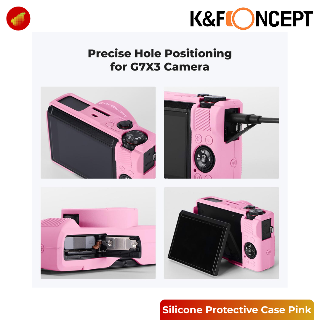 K&F Concept Canon G7X III Silicone Protective Case with Screen Protector Set - Black 228 | Pink 229 | Beige 230 | Purple 231