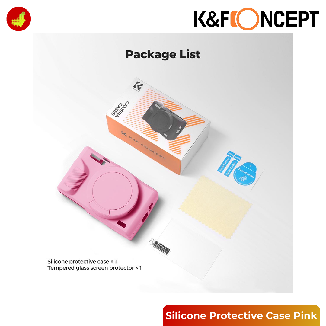 K&F Concept Canon G7X III Silicone Protective Case with Screen Protector Set - Black 228 | Pink 229 | Beige 230 | Purple 231