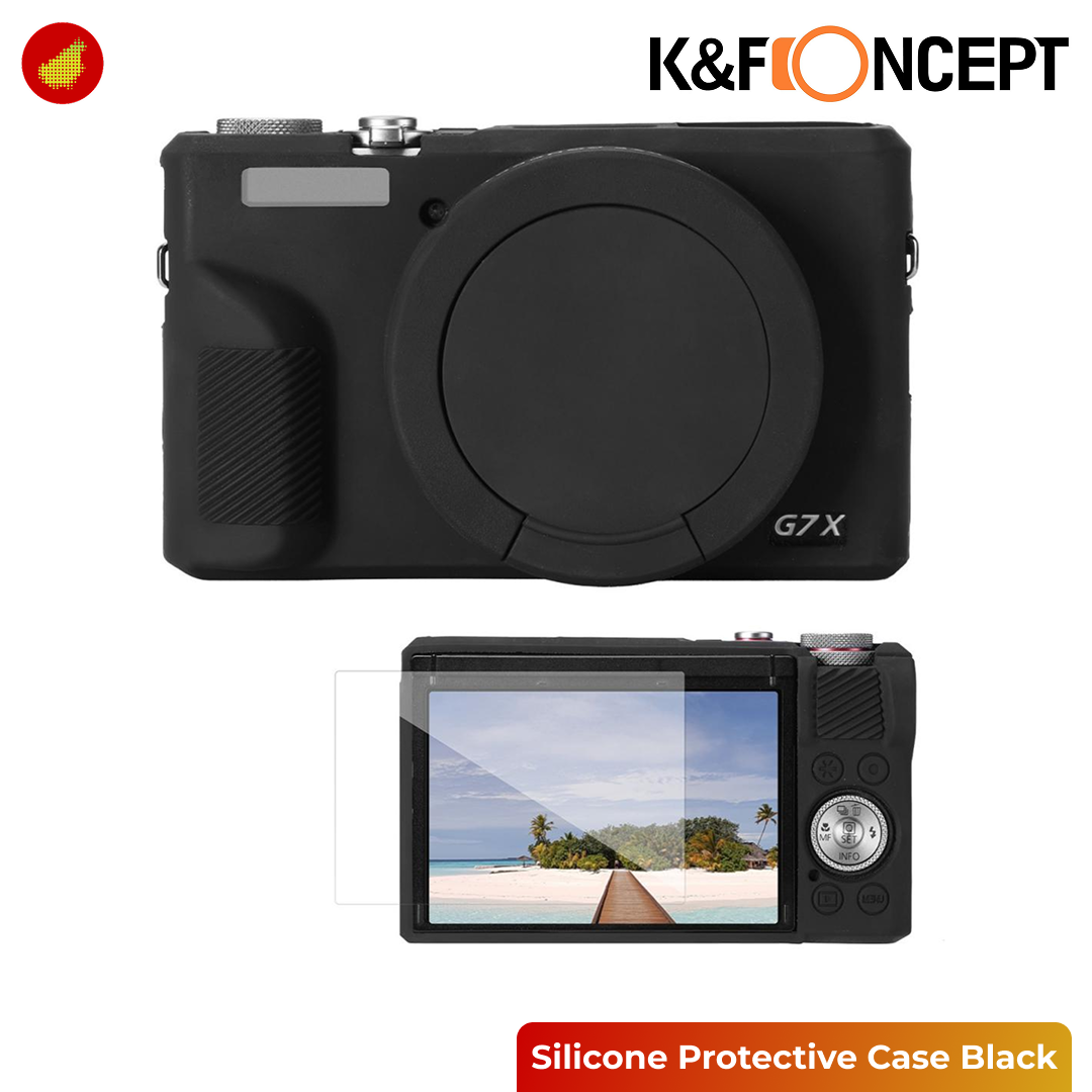 K&F Concept Canon G7X III Silicone Protective Case with Screen Protector Set - Black 228 | Pink 229 | Beige 230 | Purple 231