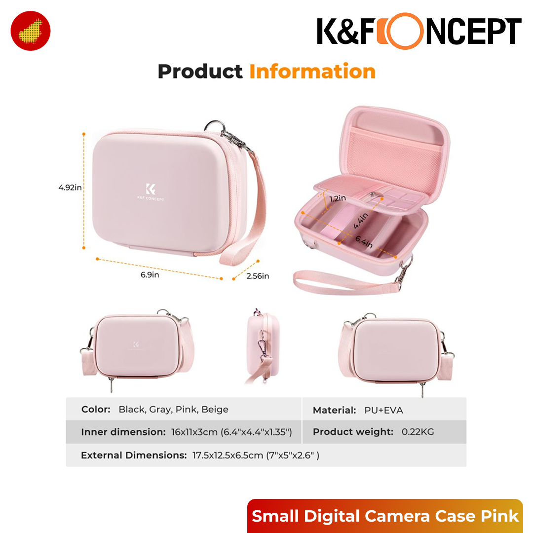 K&F Concept Small Digital Camera Case - Pink 167V2 | Purple 167V4