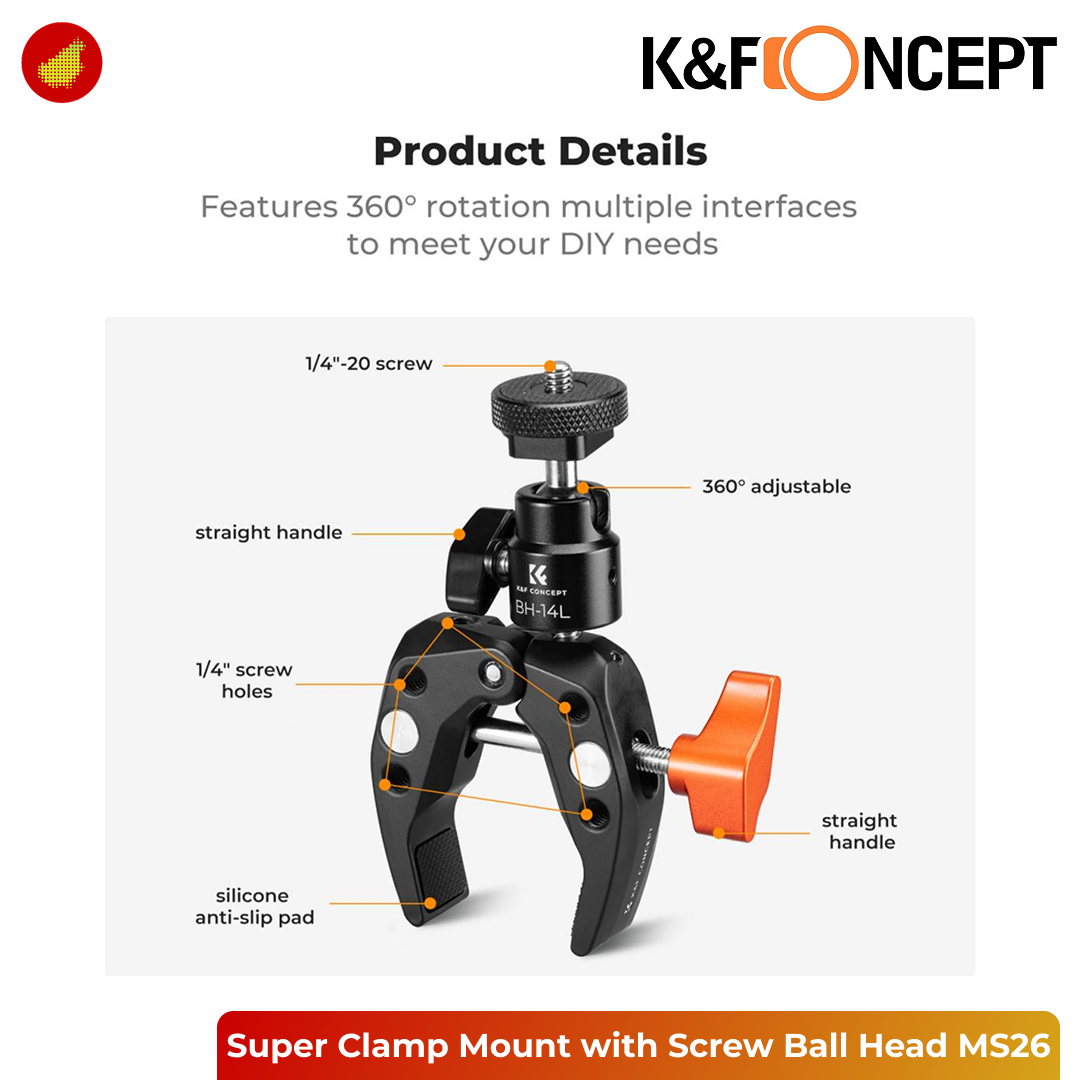 K&F Concept Super Clamp Mount with 1/4