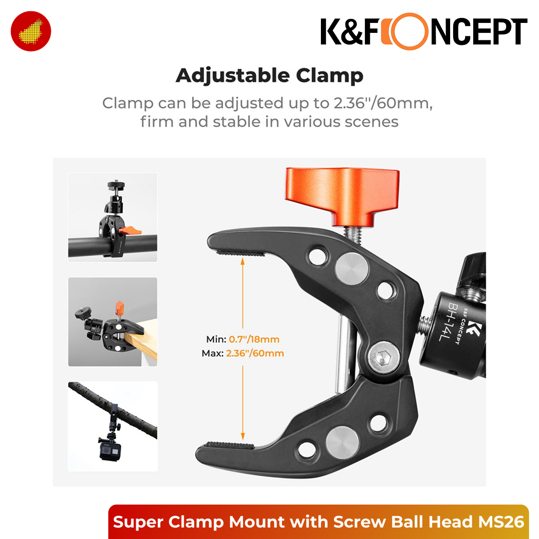 K&F Concept Super Clamp Mount with 1/4