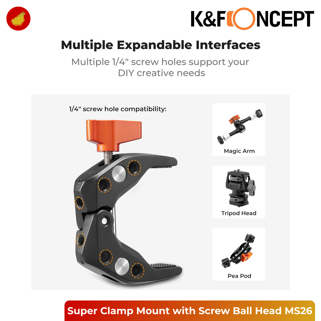 K&F Concept Super Clamp Mount with 1/4