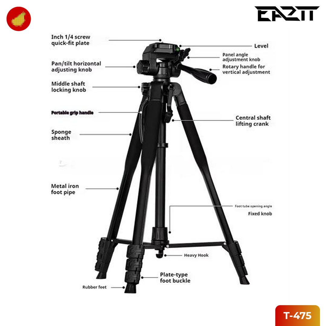 EA2TT T-475 Tripod Camera Photography with Phone Holder