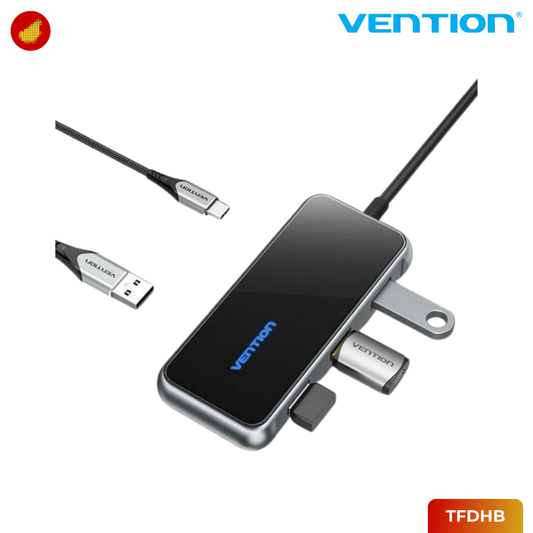 Vention 5-in-1 USB-C Docking Station Mirrored Surface Type