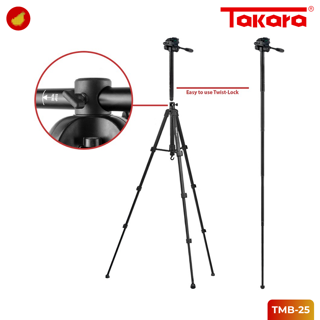 Takara TMB-25 Overhead Flatlay Tripod Monopod with Fluid Video Head
