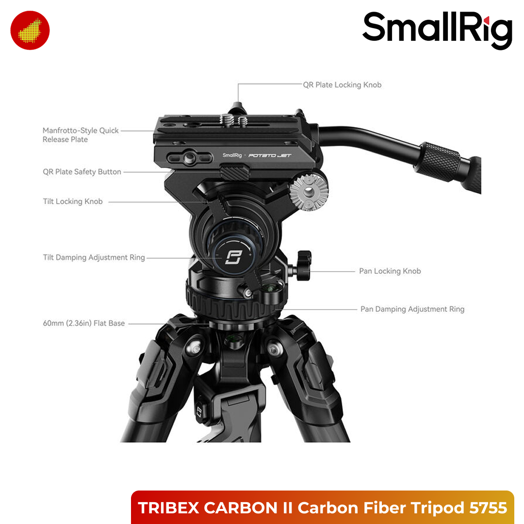 SmallRig x Potato Jet TRIBEX CARBON II Carbon Fiber Tripod With Dynamic Balance Hydraulic Fluid Head - 5755