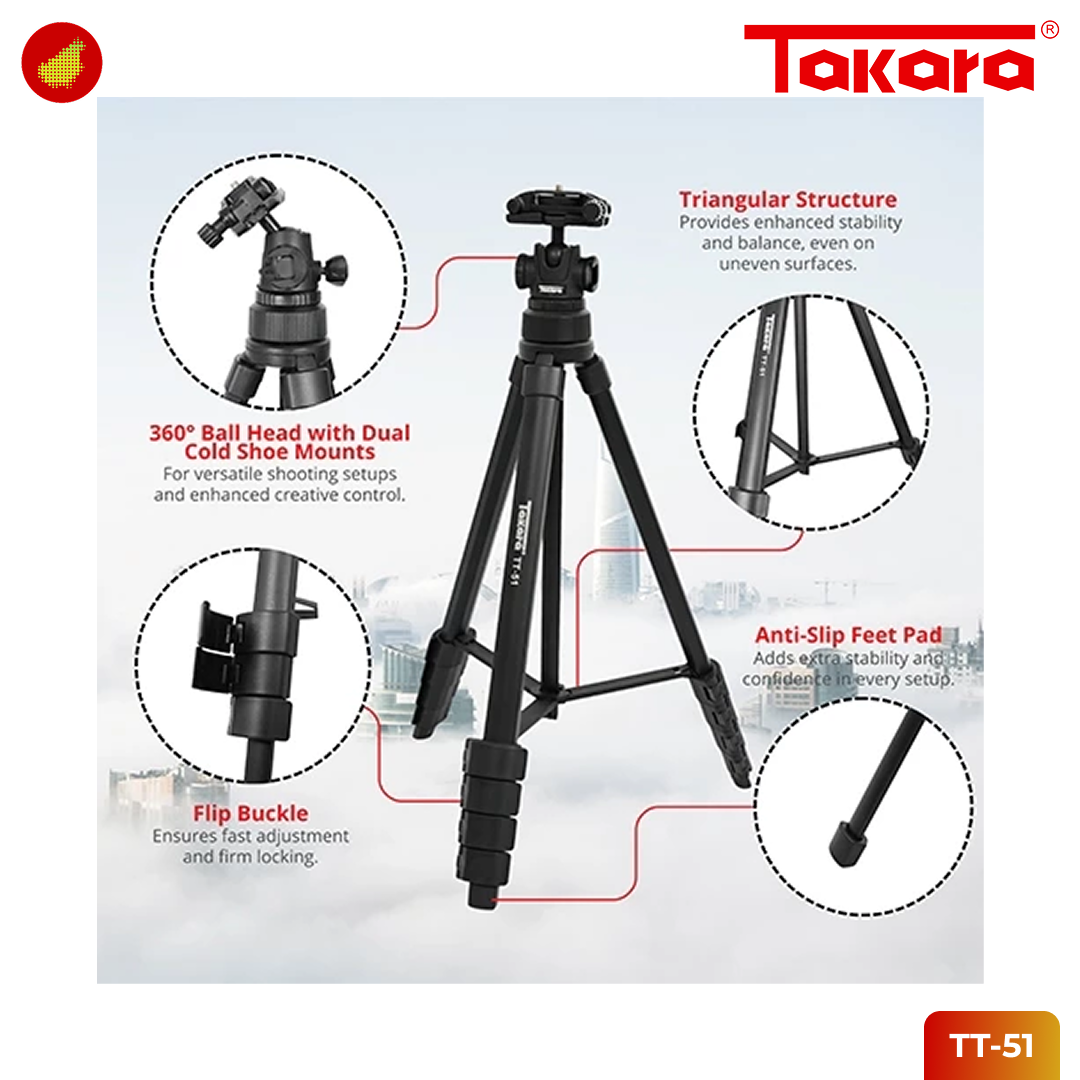 Takara TT-51 Tripod Traveller with Ball Head for Camera and Smartphone