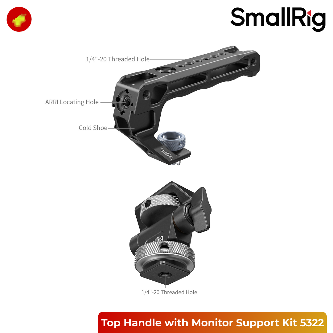SmallRig Top Handle with Monitor Support Kit (Compatible with Cold Shoe) 5322