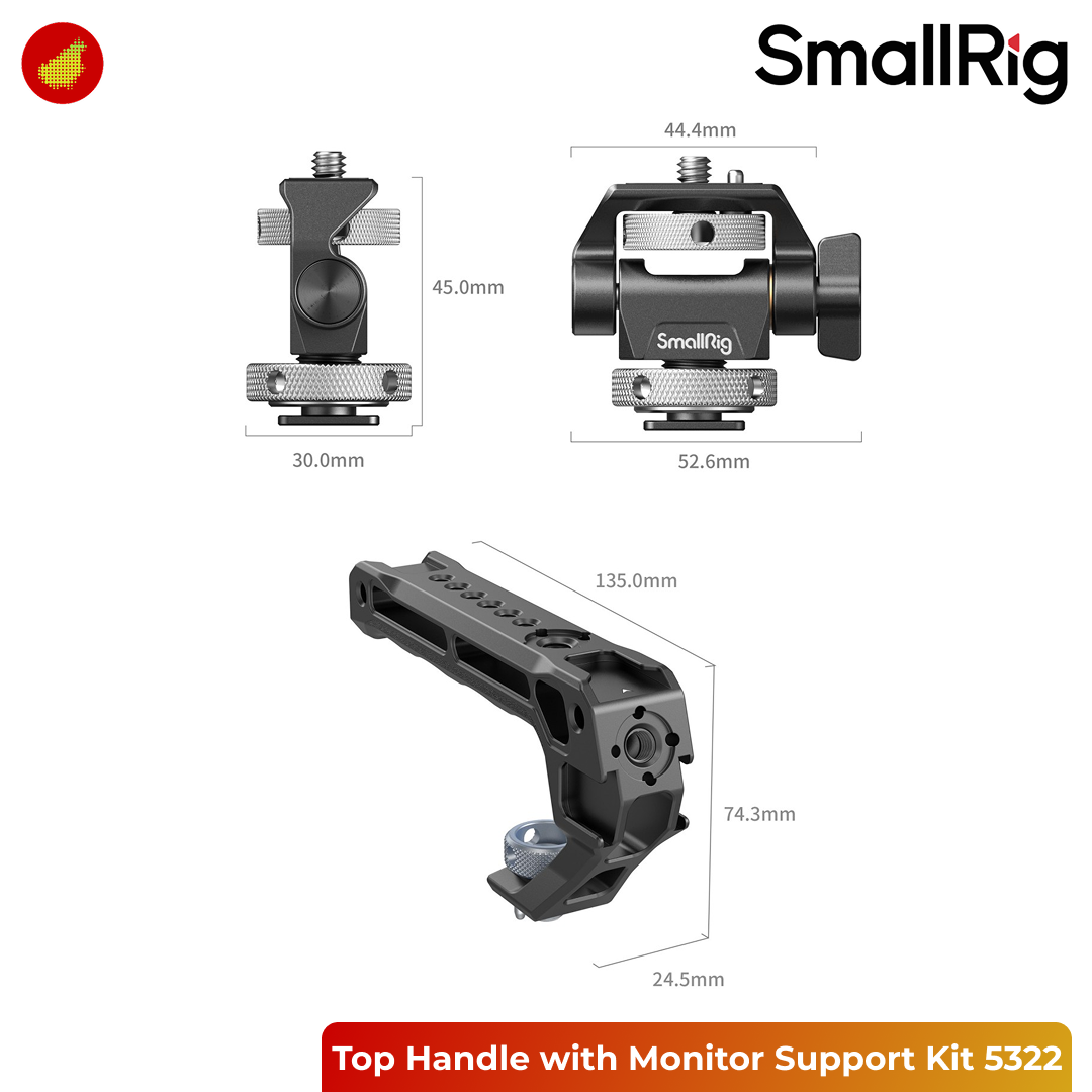 SmallRig Top Handle with Monitor Support Kit (Compatible with Cold Shoe) 5322