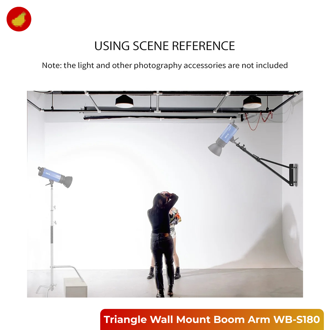 Selens Triangle Wall Mount Boom Arm Bracket for Studio Light WB-S180 - 1.3 Meter | 1.8 Meter