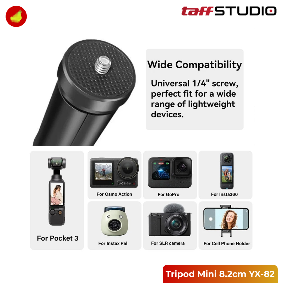 TaffSTUDIO Tripod Mini Camera Portable Universal Monopod 1/4 8.2cm - YX-82