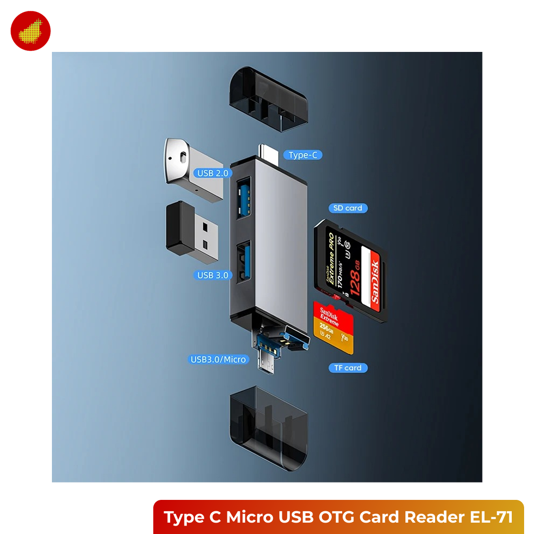 Elough 7-in-1 Type C Micro USB 3.0 OTG Card Reader