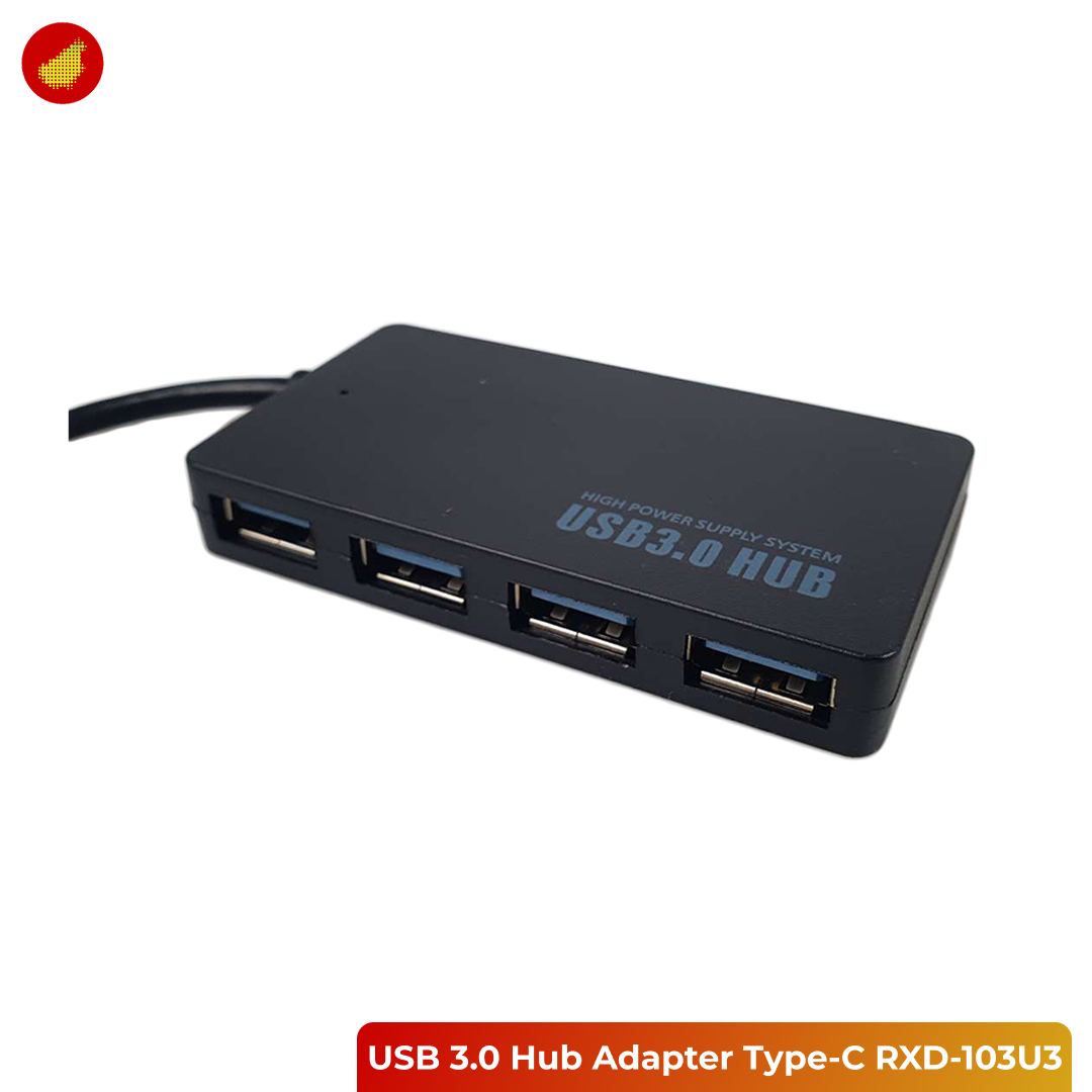 USB 3.0 Hub Adapter 4-in-1 Super Speed 5 Gbps with Power Supply Port - USB-A UH-103U3 / Type-C RXD-103U3