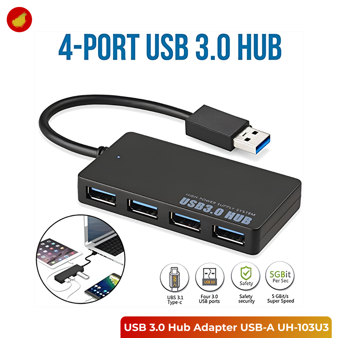 USB 3.0 Hub Adapter 4-in-1 Super Speed 5 Gbps with Power Supply Port - USB-A UH-103U3 / Type-C RXD-103U3