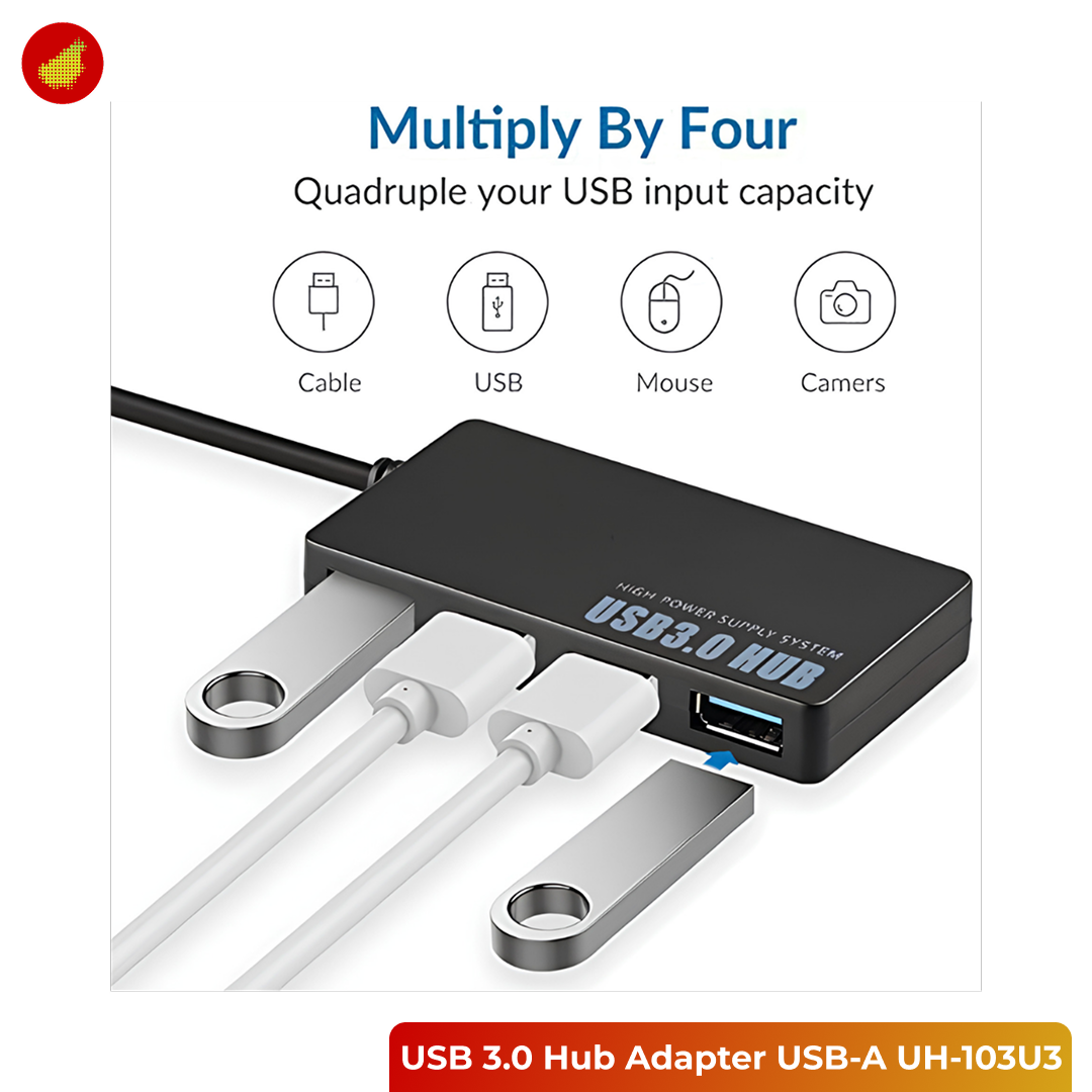 USB 3.0 Hub Adapter 4-in-1 Super Speed 5 Gbps with Power Supply Port - USB-A UH-103U3 / Type-C RXD-103U3