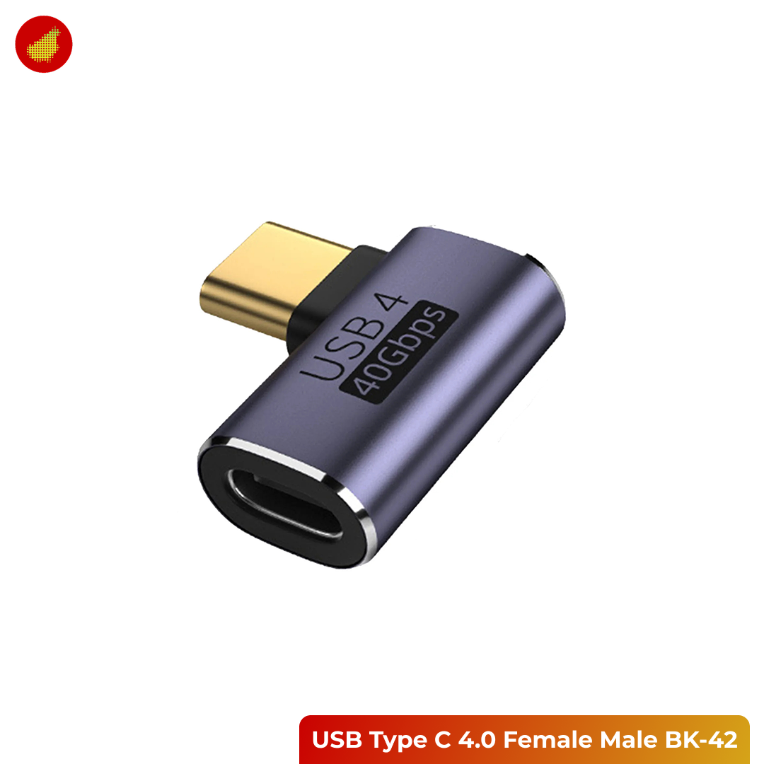 AOLLON USB Type C 4.0 Female Male Adaptor Side Head - BK-42