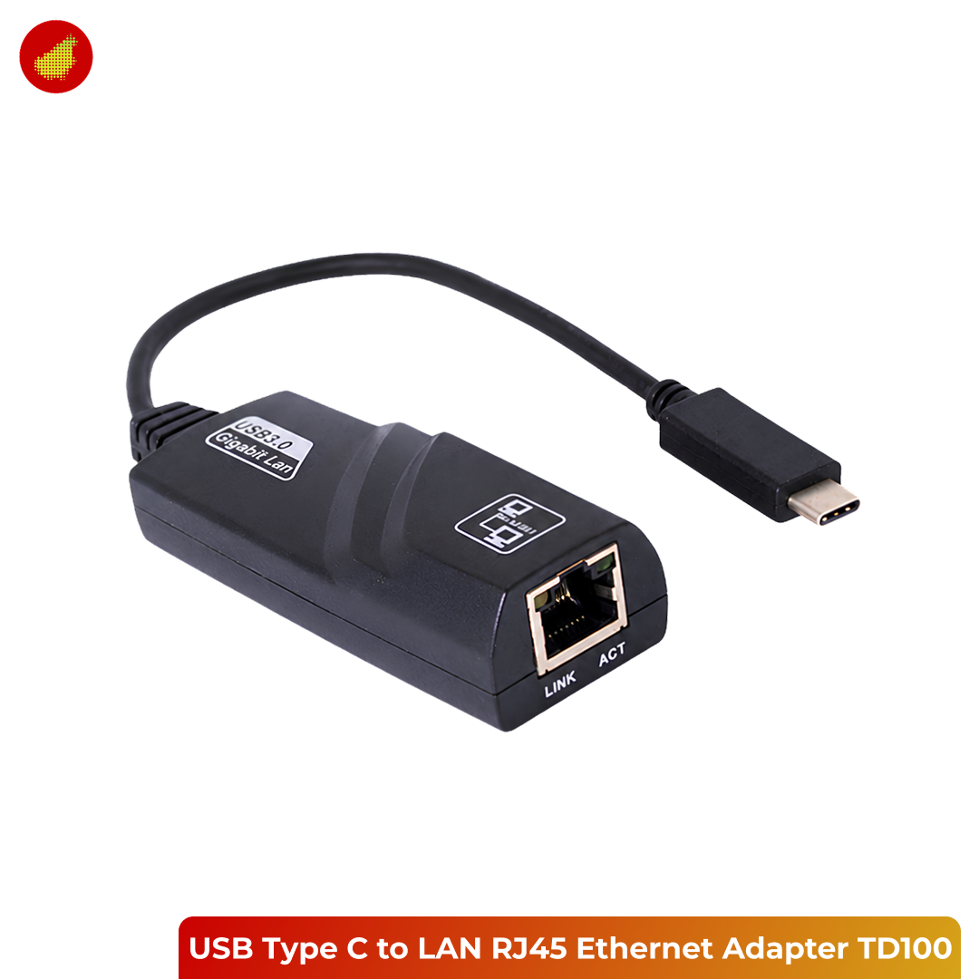 USB Type C to LAN RJ45 Ethernet Adapter 100Mbps - TD100