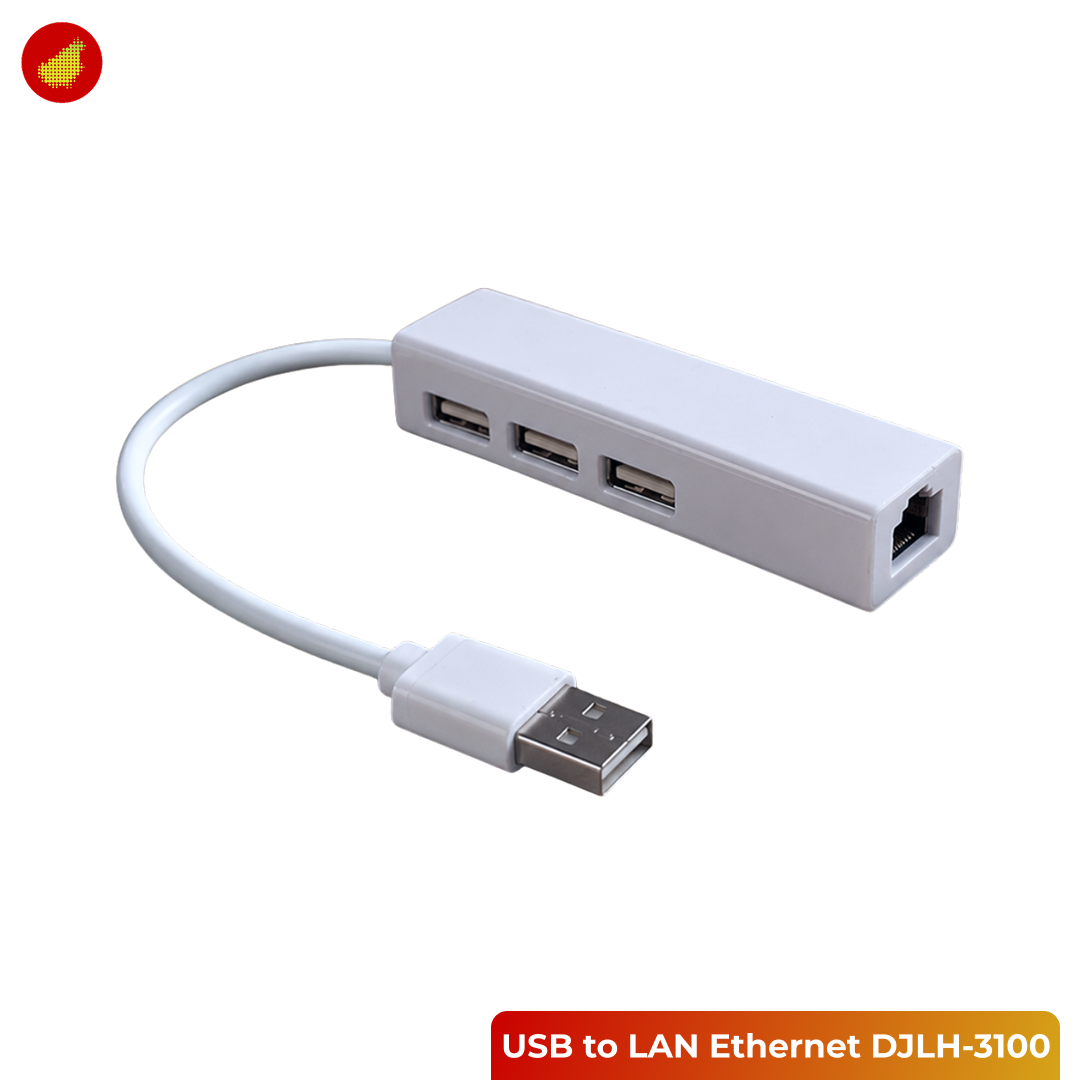 USB to LAN Ethernet External Network Card with USB Hub 3 Port - DJLH-3100