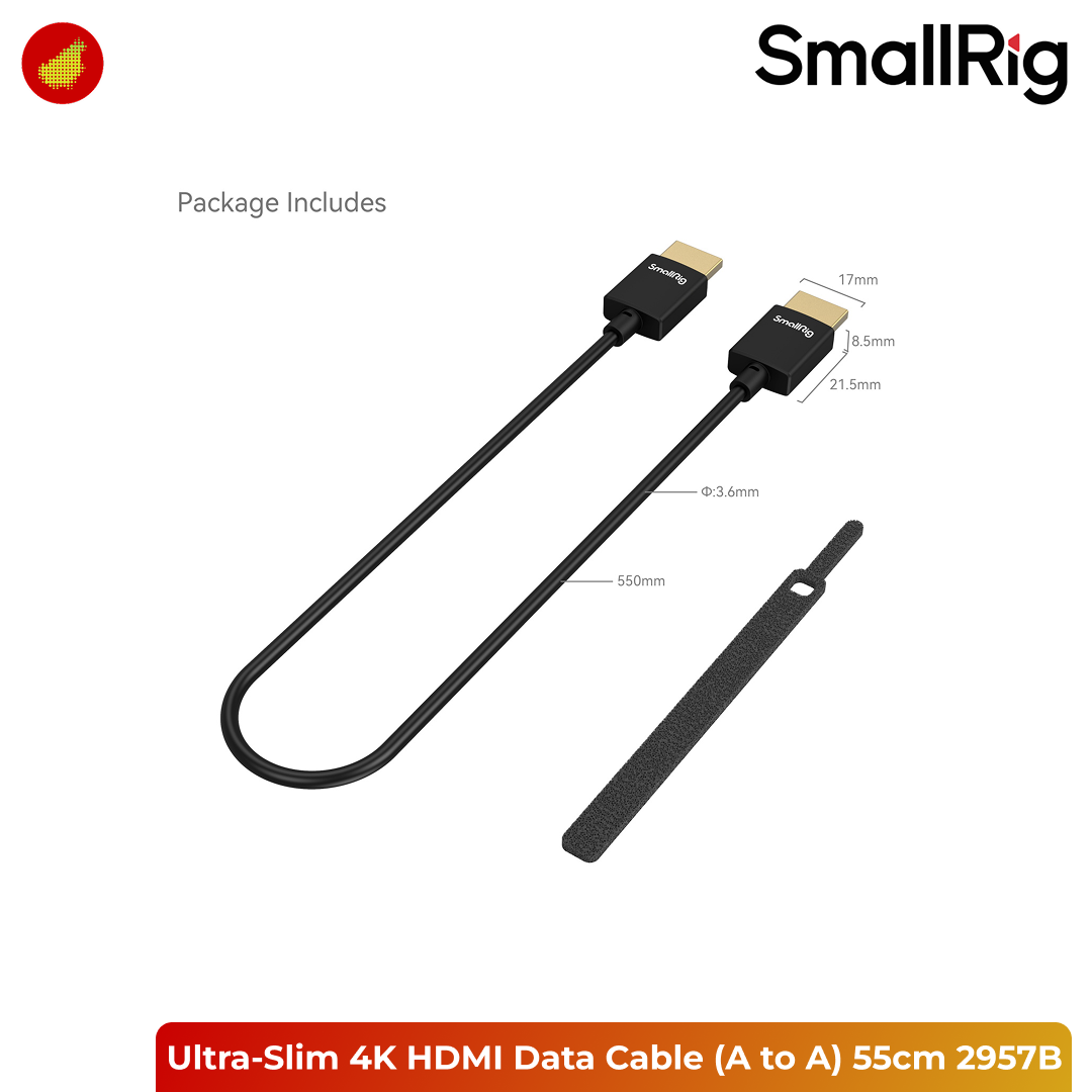 SmallRig Ultra-Slim 4K HDMI Data Cable (Full HDMI Type A to A) - 35cm 2956B | 55cm 2957B