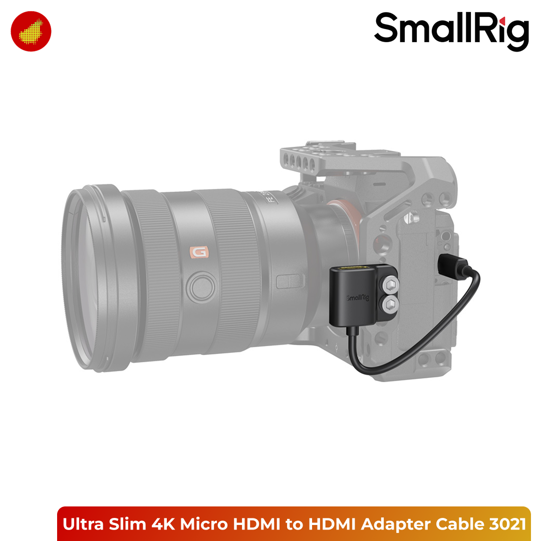 SmallRig Ultra Slim 4K Micro HDMI Type D Male to HDMI Type A Female Adapter Cable - 15cm 3021