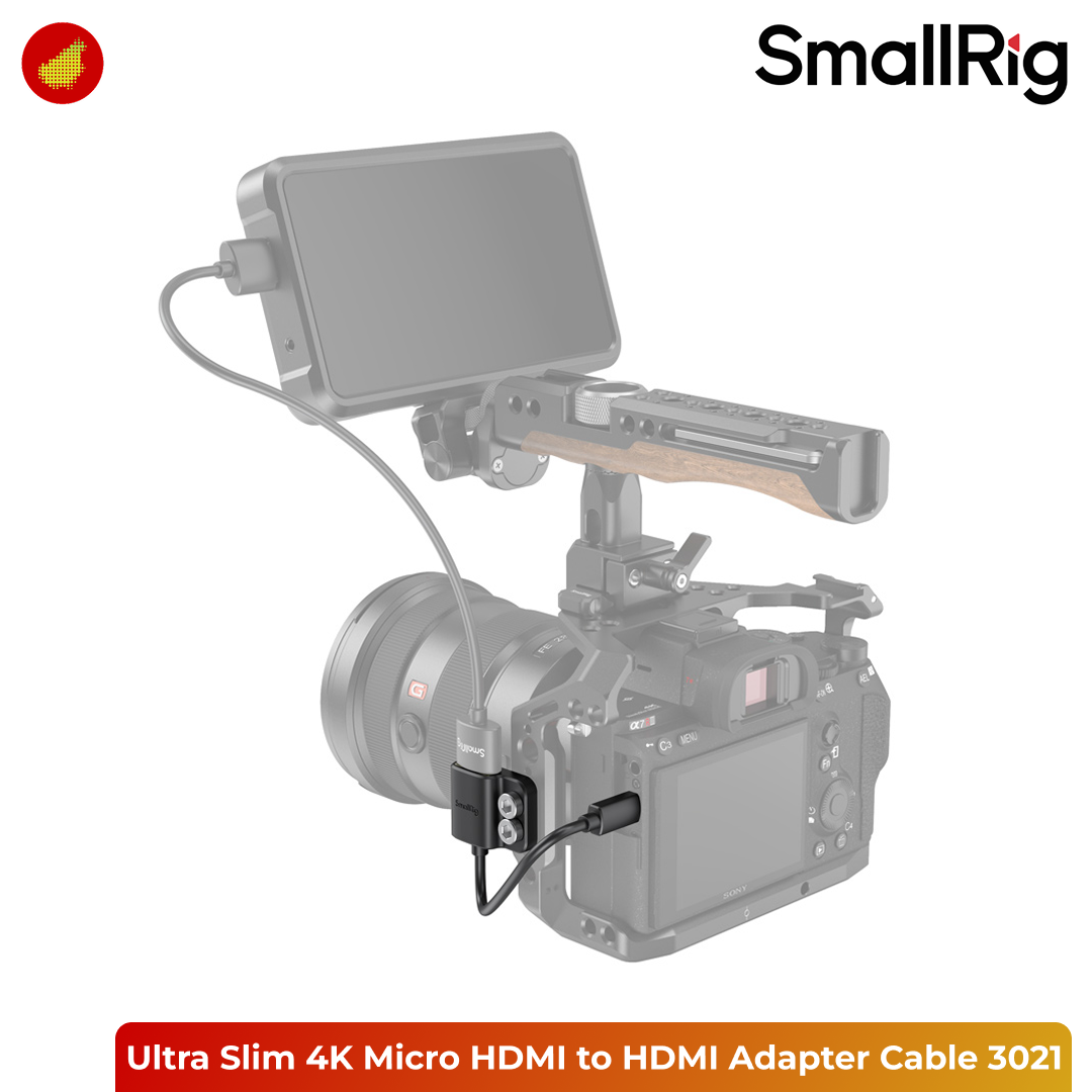 SmallRig Ultra Slim 4K Micro HDMI Type D Male to HDMI Type A Female Adapter Cable - 15cm 3021