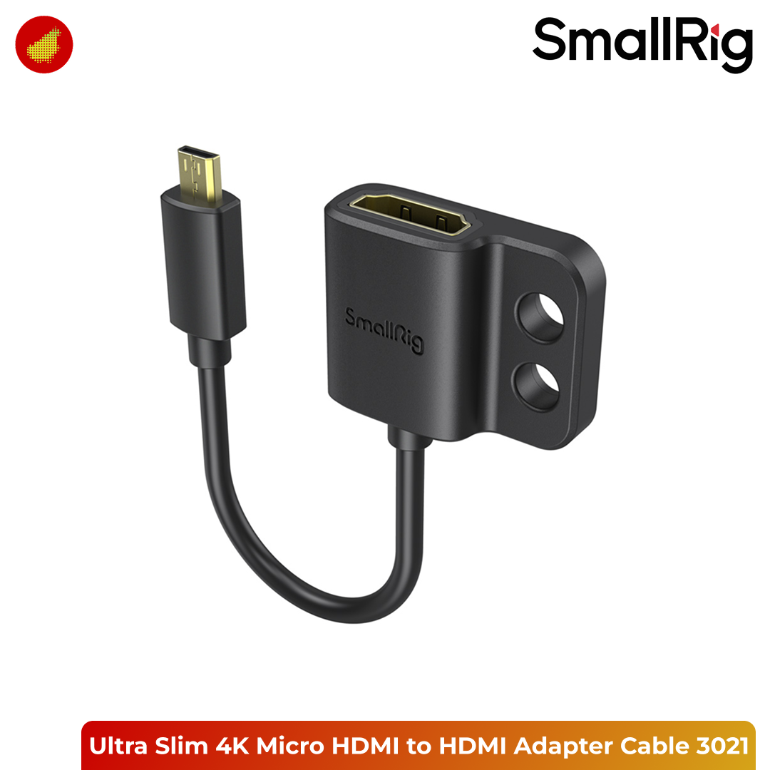 SmallRig Ultra Slim 4K Micro HDMI Type D Male to HDMI Type A Female Adapter Cable - 15cm 3021