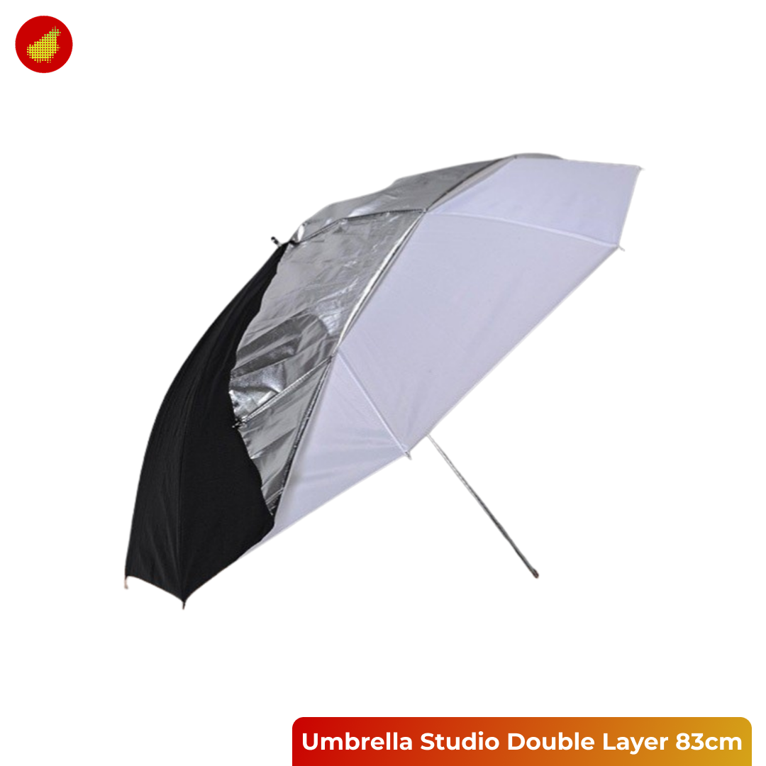 Double Layer Umbrella Reflective Studio Photography 83cm - Black White