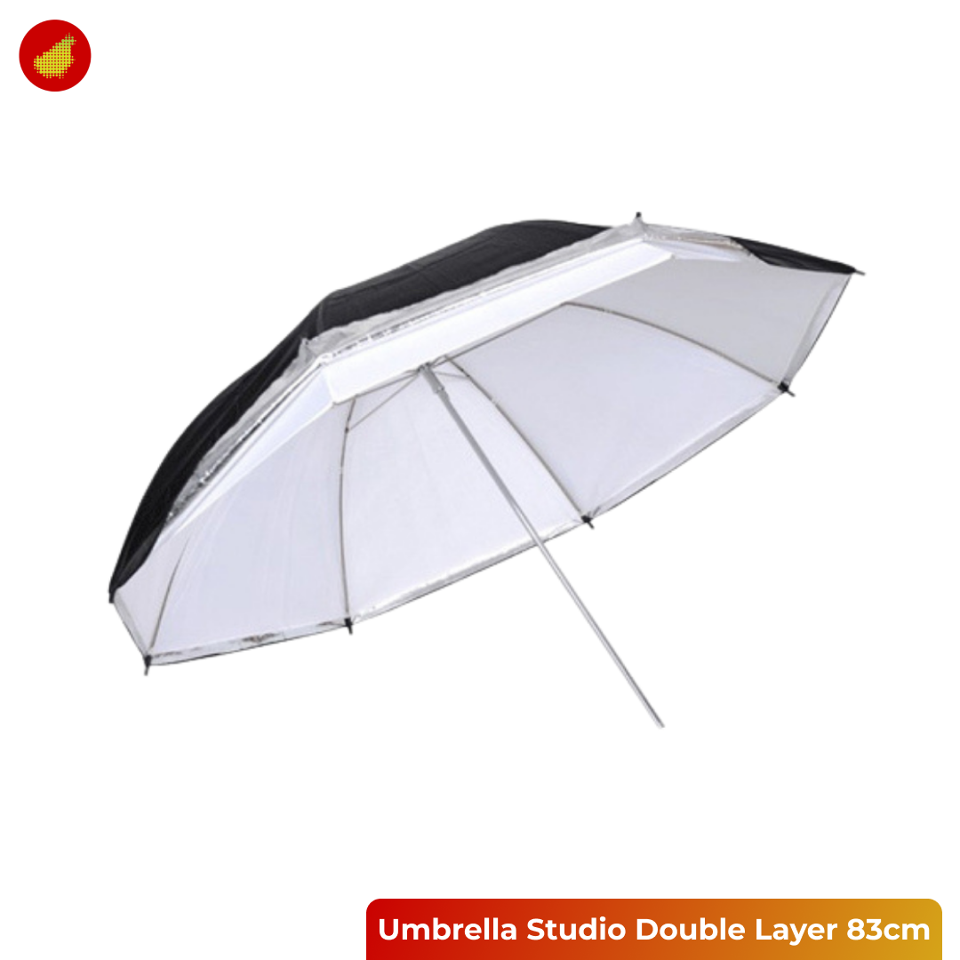 Double Layer Umbrella Reflective Studio Photography 83cm - Black White