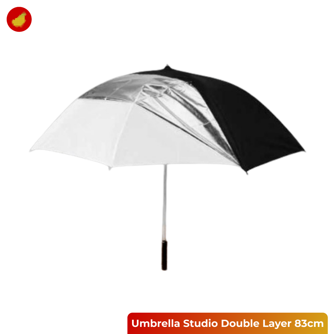 Double Layer Umbrella Reflective Studio Photography 83cm - Black White