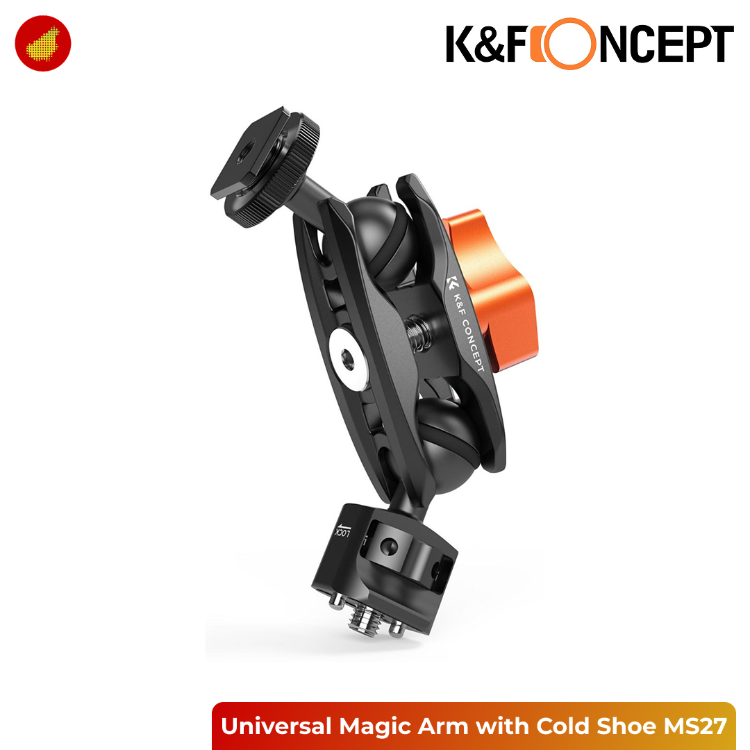 K&F Concept Double Ball Head Magic Arm with Cold Shoe Mount & 1/4