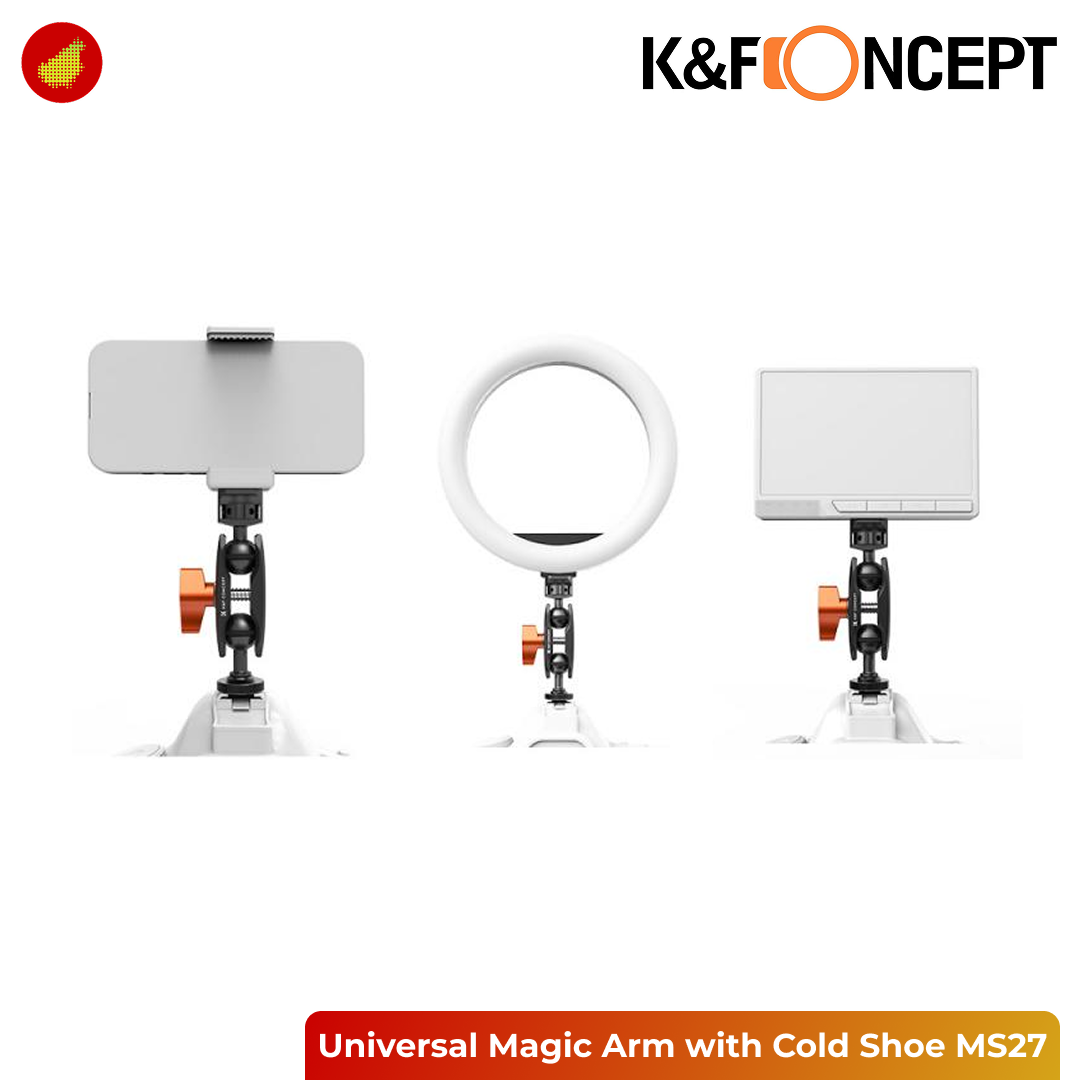 K&F Concept Double Ball Head Magic Arm with Cold Shoe Mount & 1/4