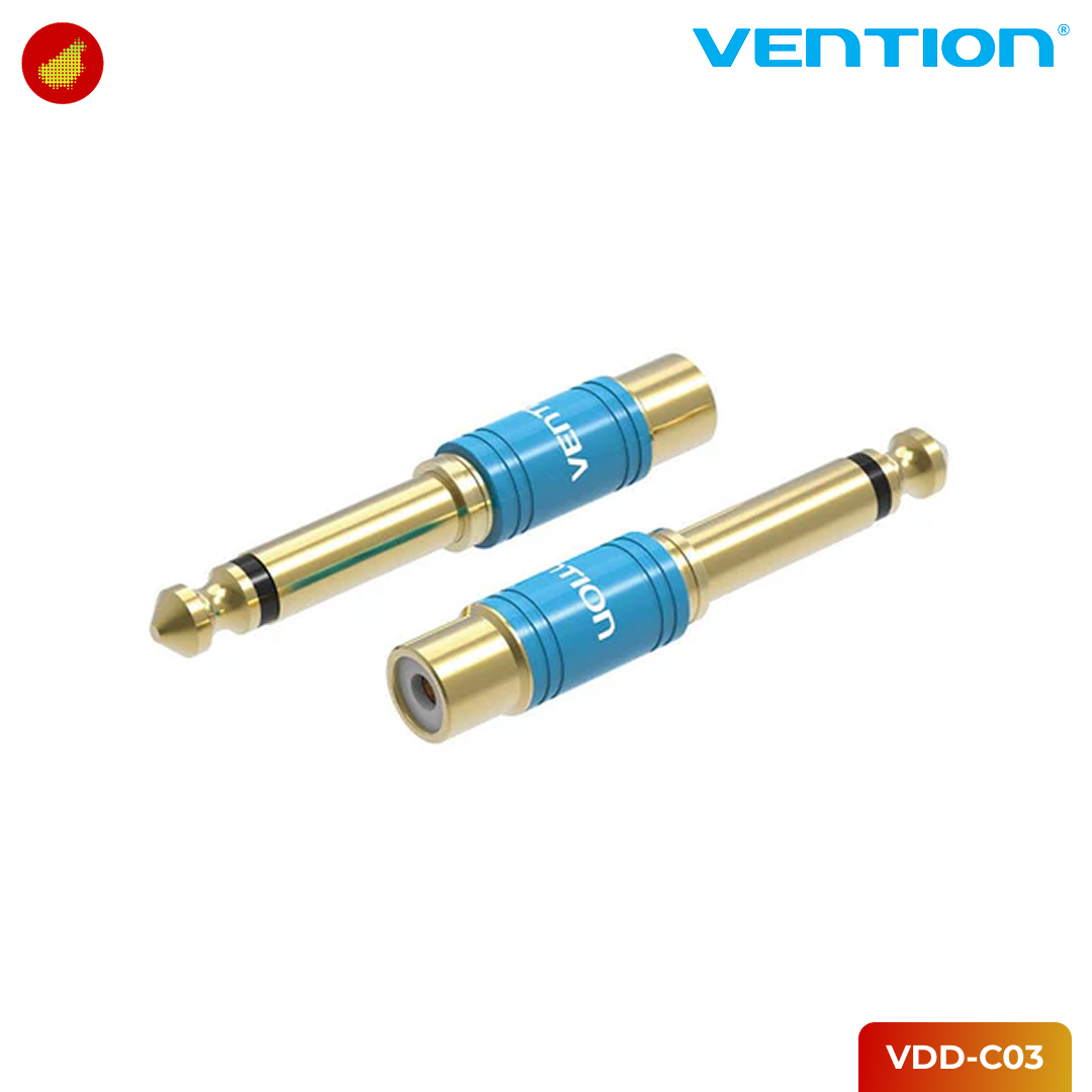 Vention 6.35mm Male to RCA Female Audio Adapter Blue Aluminum Alloy Type - VDD-C03