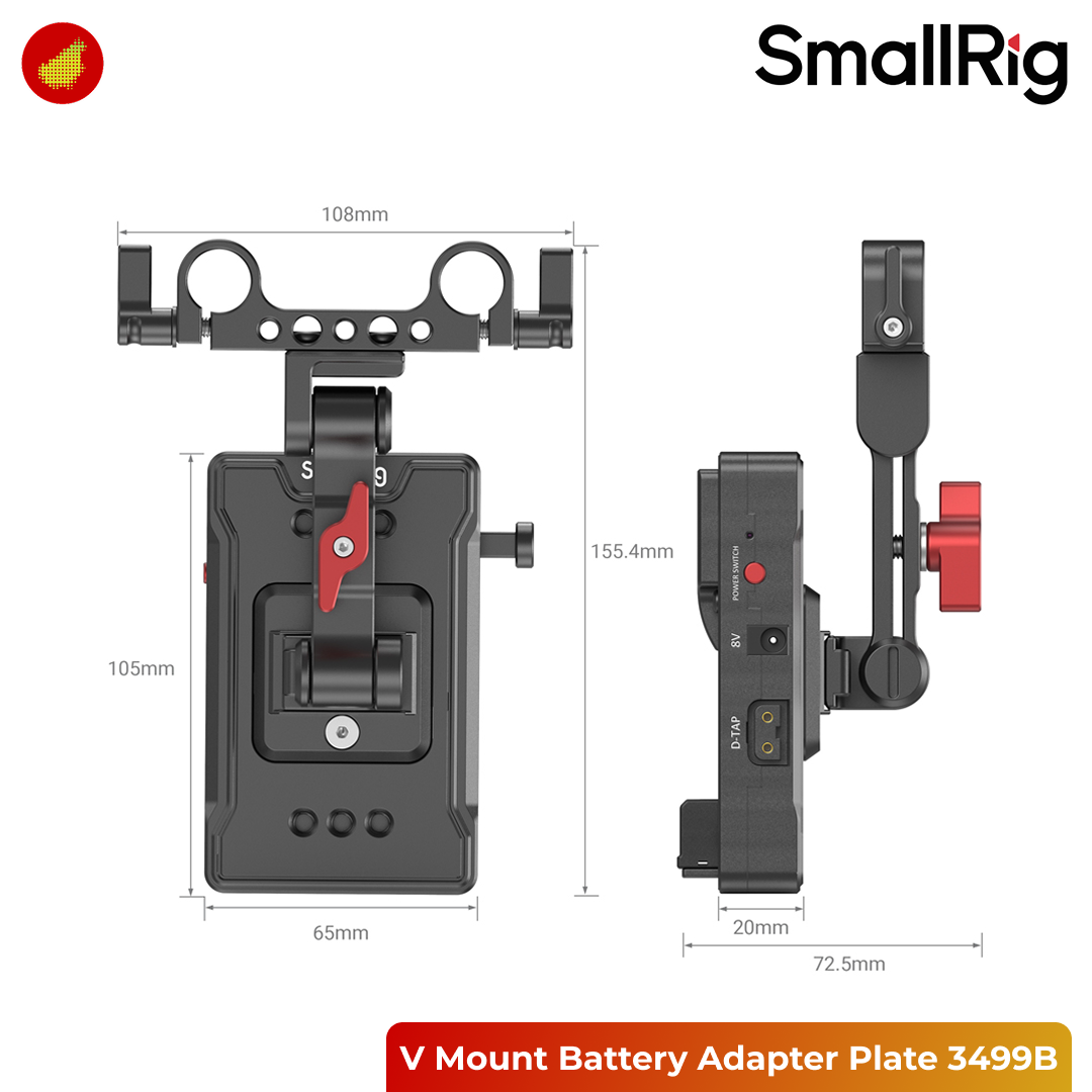 SmallRig V Mount Battery Adapter Plate (Basic Version) with Extension Arm