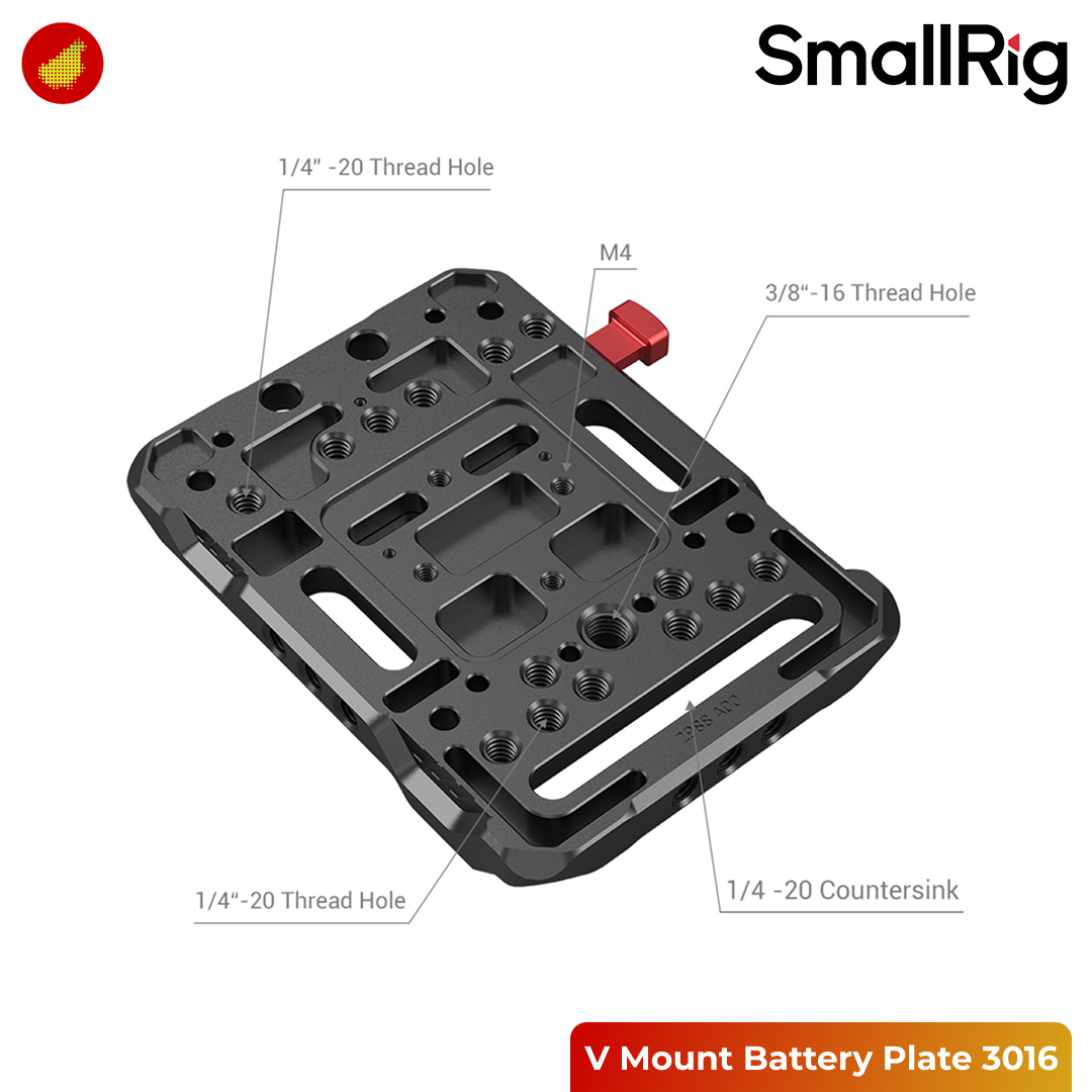 SmallRig V Mount Battery Plate with Dual 15mm Rod Clamp - 3016